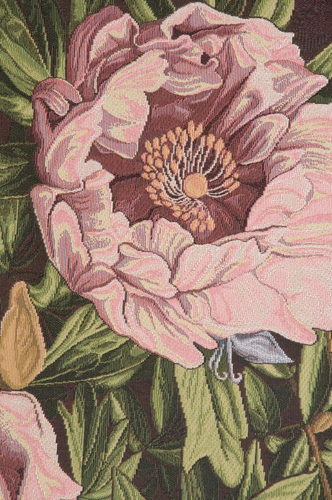Charlotte Home Furnishings Inc. Pink Peonies Italian Tapestry Wall Hanging 35 X 25 Inch Viscose Cotton & Polyester Blend Wall Art Perfect for Home Decor & Wall Decor By Alberto Passini