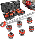 36475 12-R Manual Exposed Ratchet Pipe Threader Set with 6 NPT Die Heads, 1/2' - 2' NPT Portable Ratcheting Pipe Threading Tool Kit with Storage Case for 1/8' to 2' Plumbing Installation and Repair