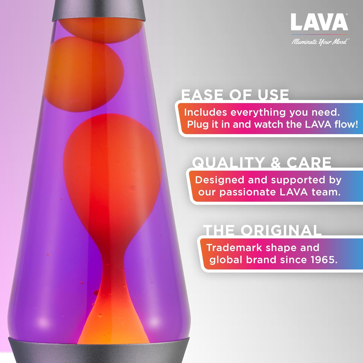 Lava® Lamp - 14.5' Purple Sunset - The Original Motion Light - Yellow Wax and Purple Liquid - Item #2635 (Amazon Exclusive),(Pack of 4)