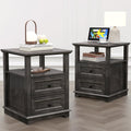 REDAYFUR 24' Nightstand with Fast Charging Station Set of 2, 18' Bedside Table with Drawers,Storage Rustic Wood Storage Cabinet for Bedroom