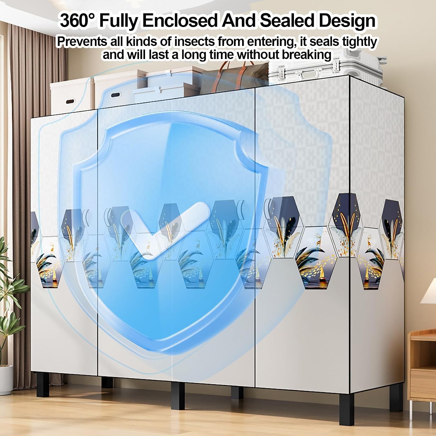 Portable Wardrobe Closet 1200LB, Foldable Clothe Rack With Cover, Garment Rack For Hanging Clothes, Clothing Coat Storage Rack, Covered With Independent Area, For Apartments(G,203cm/79.9inch)