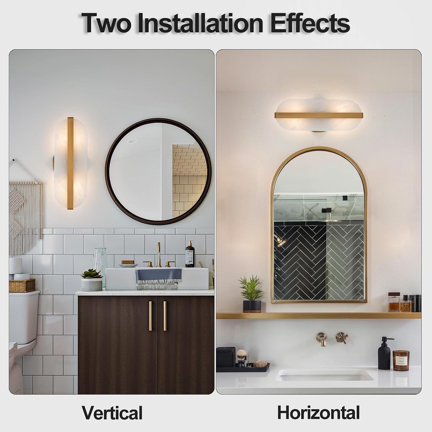Natural Alabaster Wall Sconces Set of Two Marble Wall Sconces Gold Bathroom Vanity Wall Light Fixtures Modern Oval Stone Wall Lamp for Bedroom Living Room Hallway Restaurant Stairs