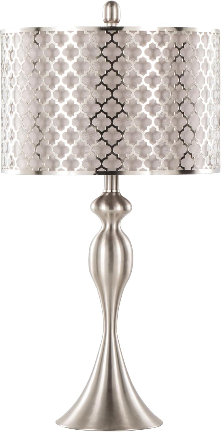 Ashland 27' Metal Table Lamps Set of 2, Desk Lamp, Bedside Lamps for Night Stands, Nightstand Lamp, Small Lamp, Small Table Lamps for Living Room Set of 2 (Brushed Nickel, Grey Linen)