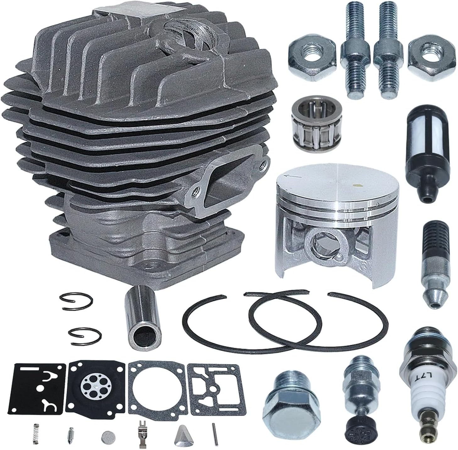 50mm Cylinder Piston Carb Repair Kit For MS440 044 MS 440 Chainsaw Bar Stud Nut Decompression 1128 020 1227 Part