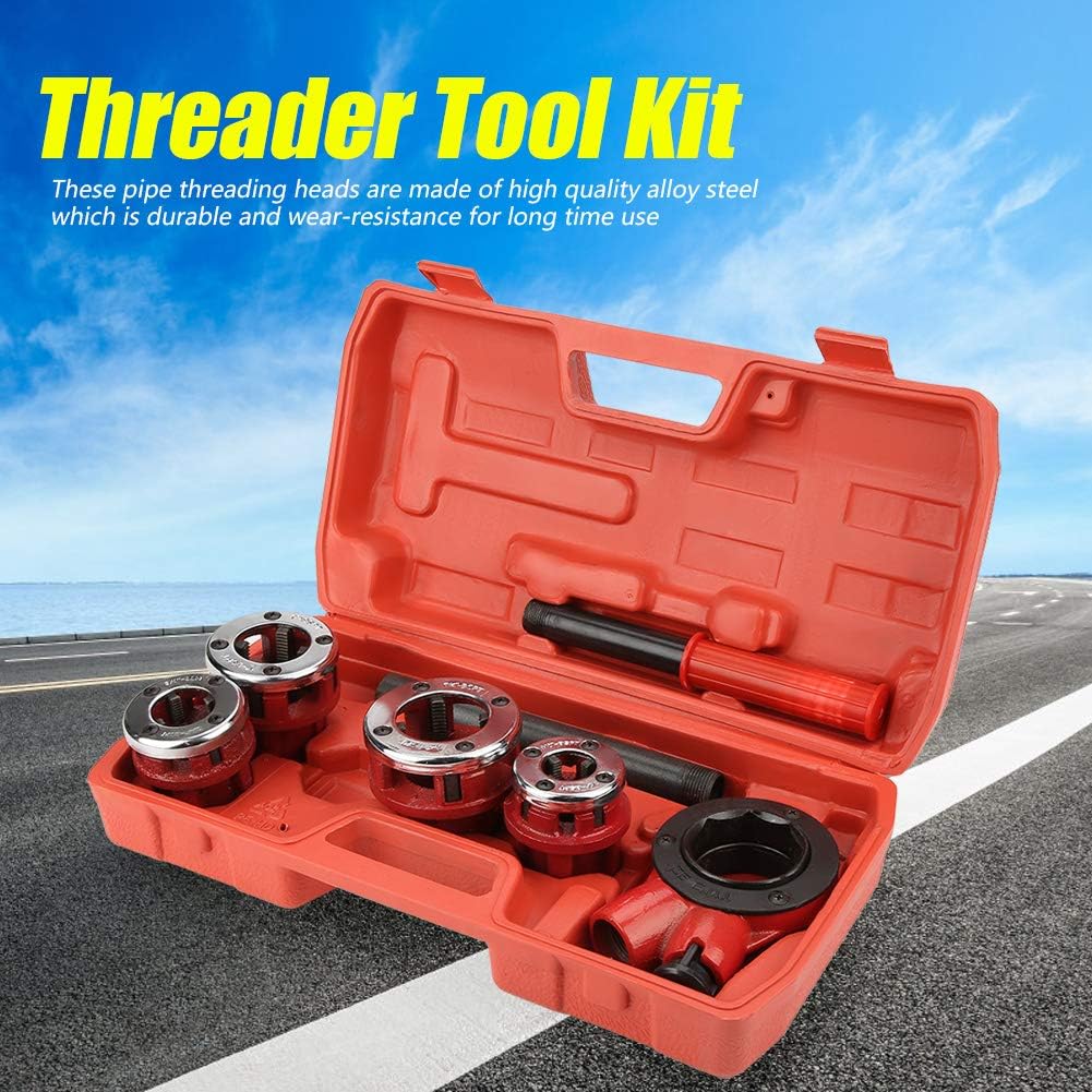 Dies Manual Plumber Pipe, Tap and Die Set, Dies Manual Plumber Pipe Threading Kit 0.5 0.75 1 1 to 0.25 Threader Tool Hand Tapping Forming Cutting Set (Type 62B Four Heads)