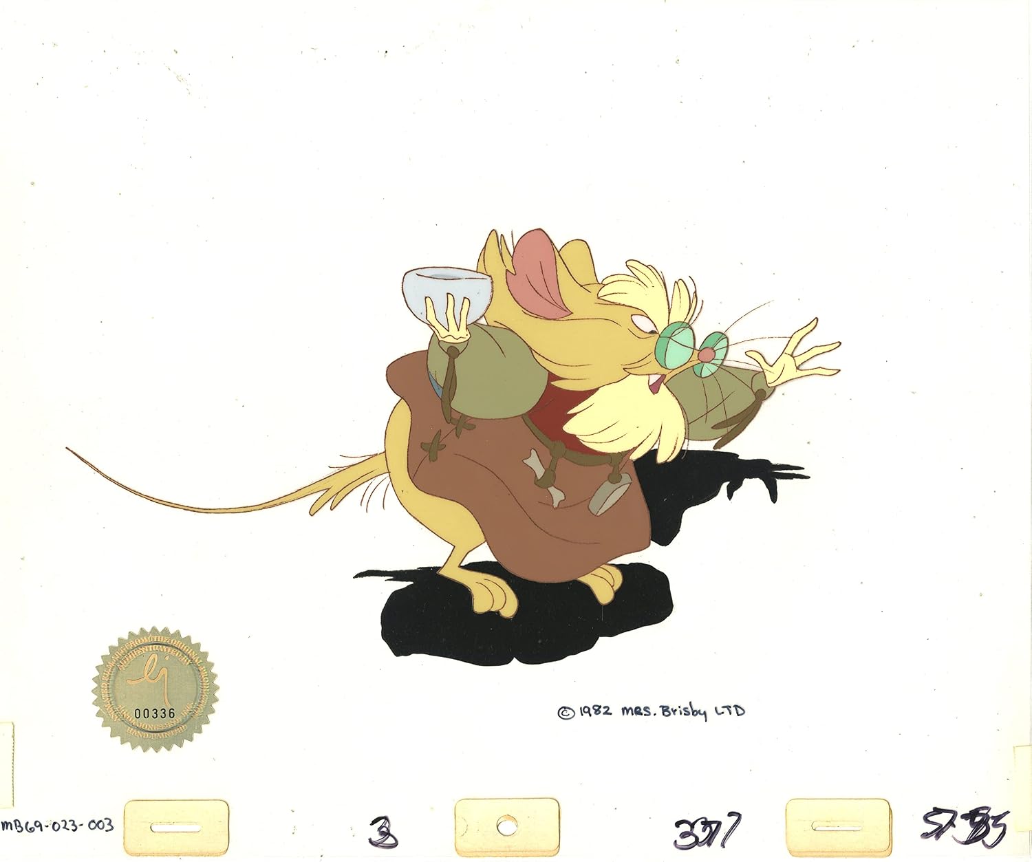 Don Bluth Secret of NIMH Mr Ages 1982 Original Production Animation Cel Used to Make the Cartoon 023-003