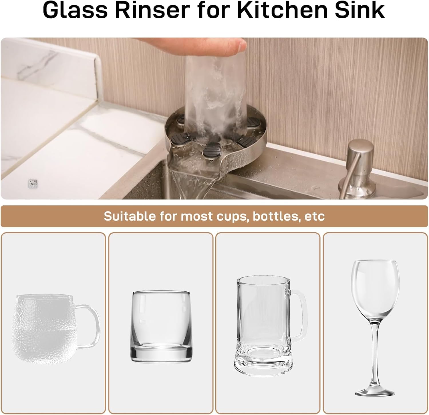 Senfot Kitchen Sinks and Faucet Combo Set with Bottom Grid & Drain Assembly, 304 Stainless Steel Handmade Modern Kitchen Sink with Pull-Out Tap, Chopping Board, Cup Washer, Size 30x 22 x 9in, Silver
