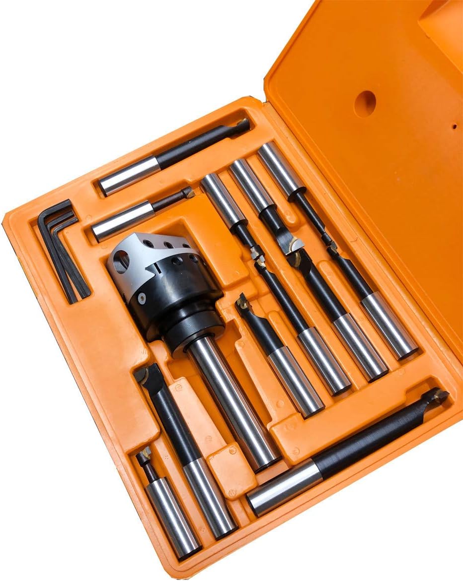 1'' Shank Carbide Tipped 3'' Boring Head Set 12 Pc 3/4'' Boring Bar Set