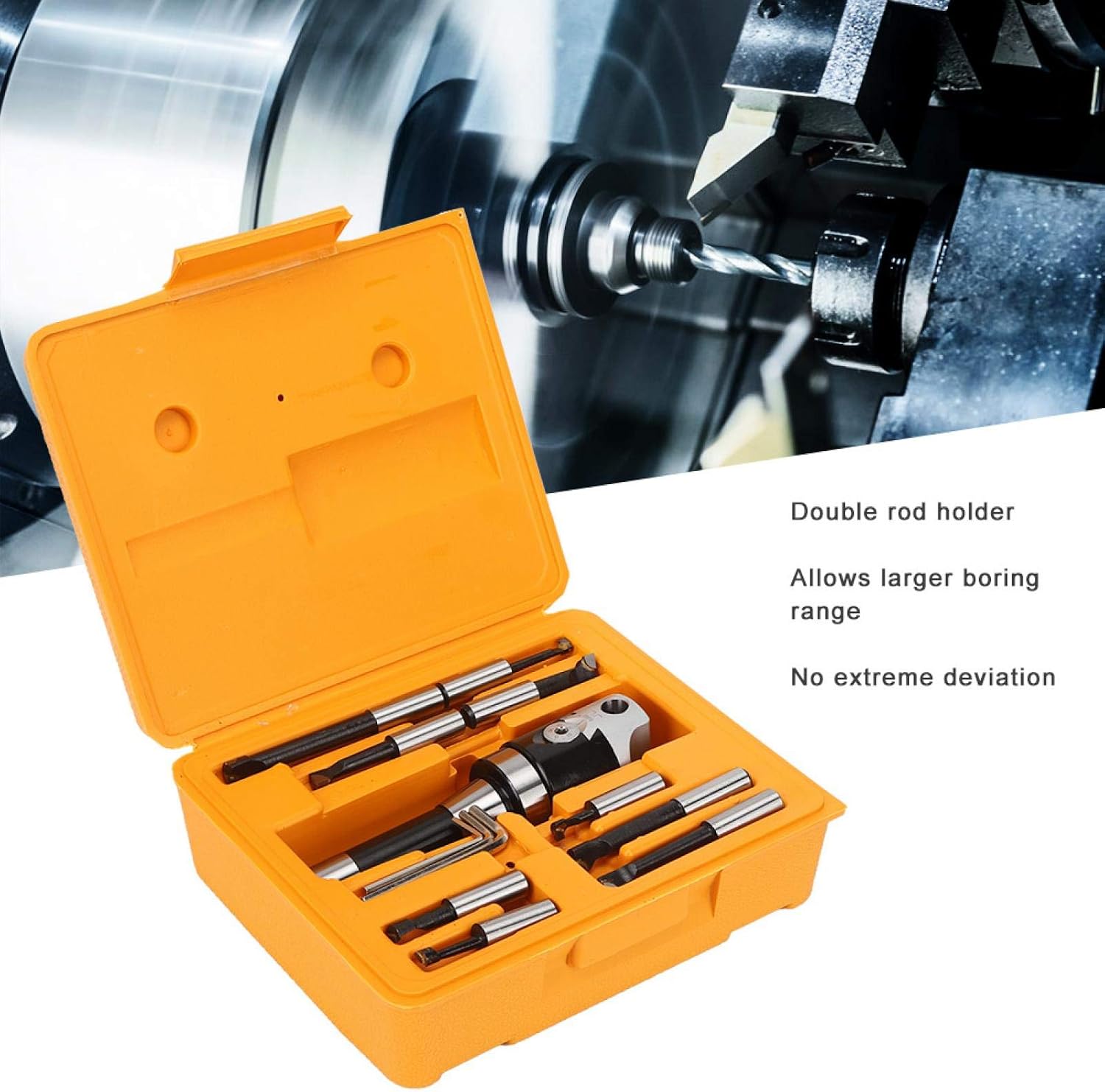 Boring Head Set 9pcs 2' w/R8 Shank 1/2' Carbide Boring Bar Set Bridgeport CNC Milling Set Mechanical Accessory