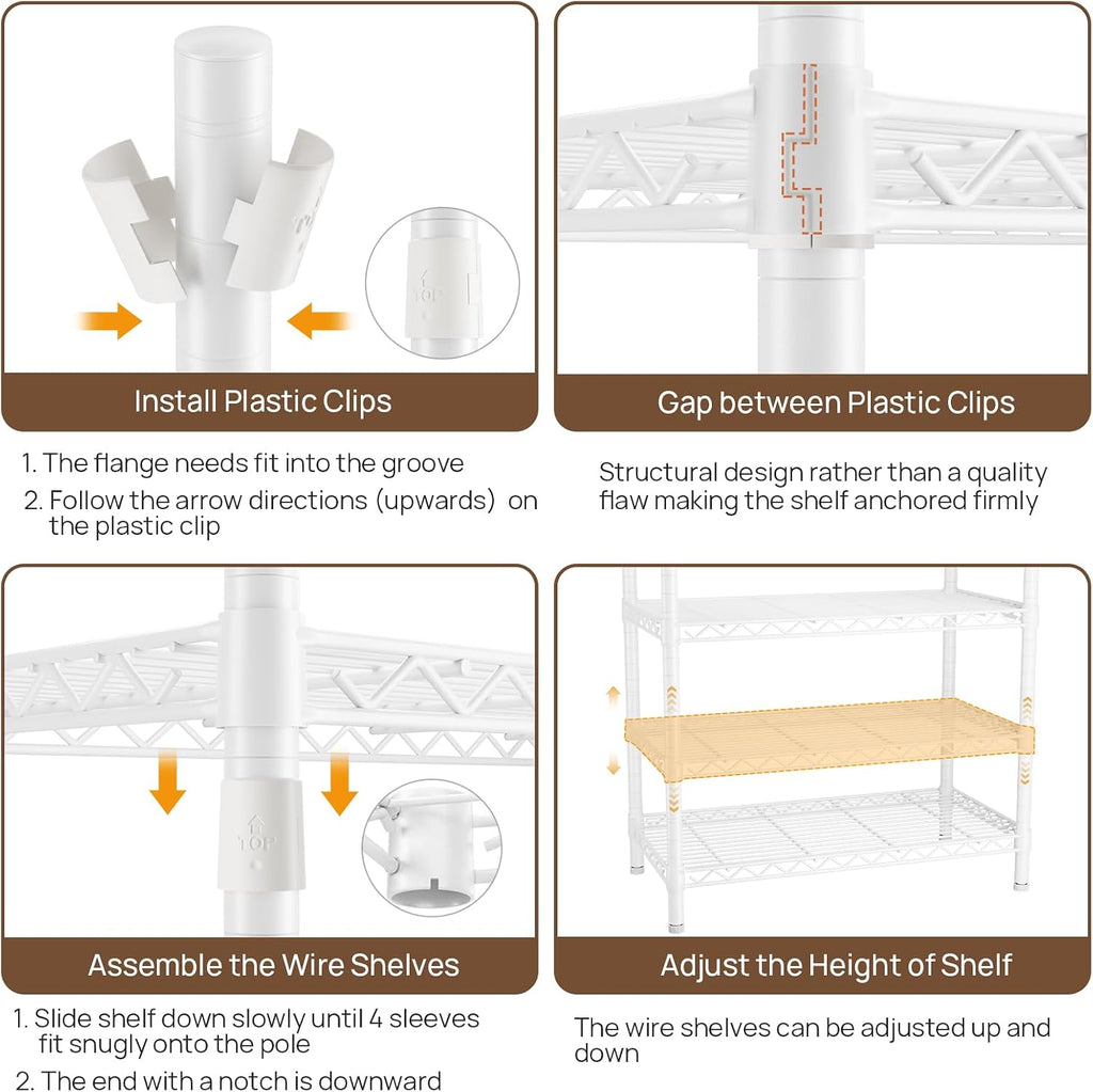 Golpart Coat Rack Clothes Wardrobe：Closet Organizer and Storage Clothing Garment Rack with Shelves Heavy Duty for Hanging Clothes Portable Adjustable White 15.8' DX(70-88)' WX76.5 H