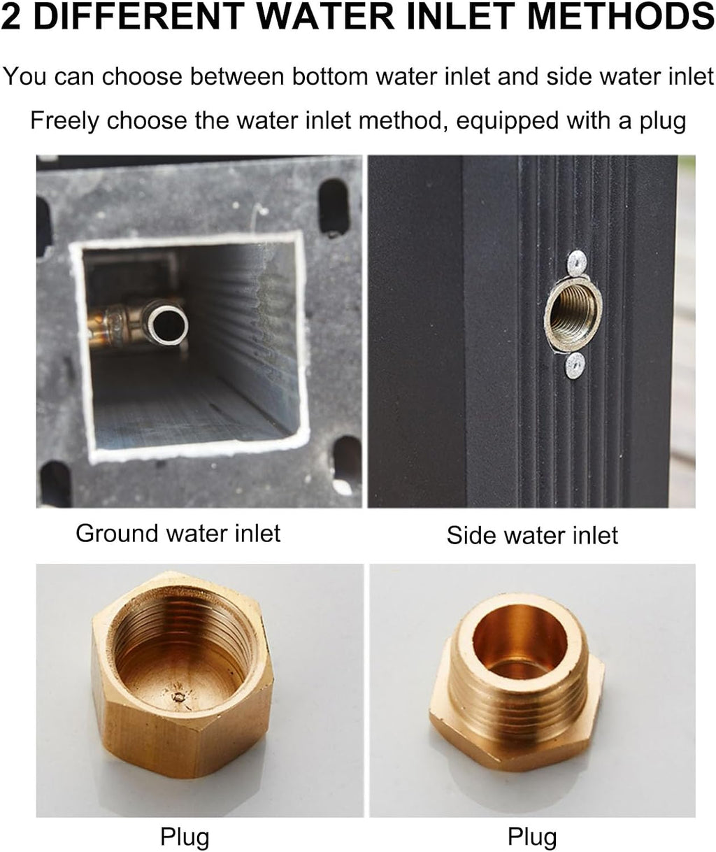 Garden Water Column Water Fountain for Patio Yard, Floor Mounted Water Tap Stainless Steel Water Pipe, Anti-Freeze Crack Standing Faucet for Watering/Irrigation(Style 3-17CM×86CM)