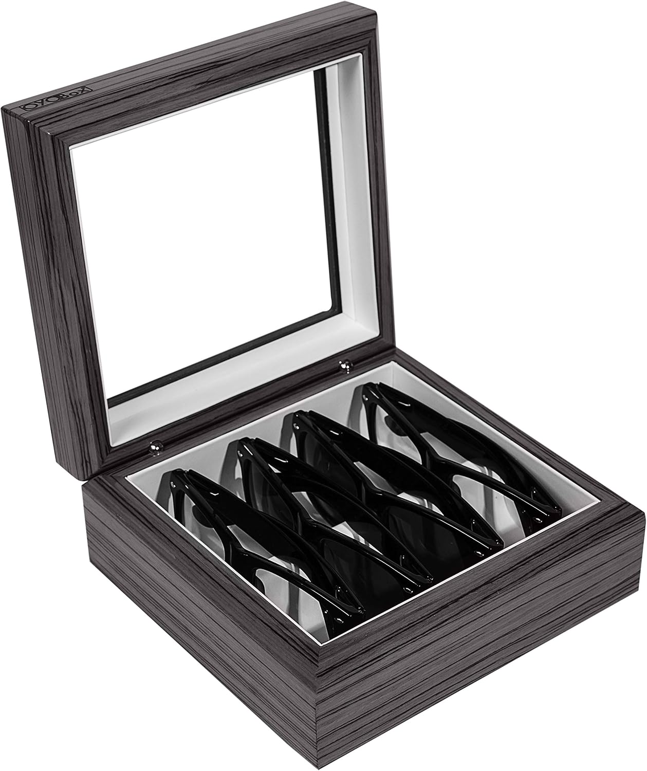 OYOBox Mini Luxury Eyewear Organizer, Wood Display Box for Glasses + Sunglasses