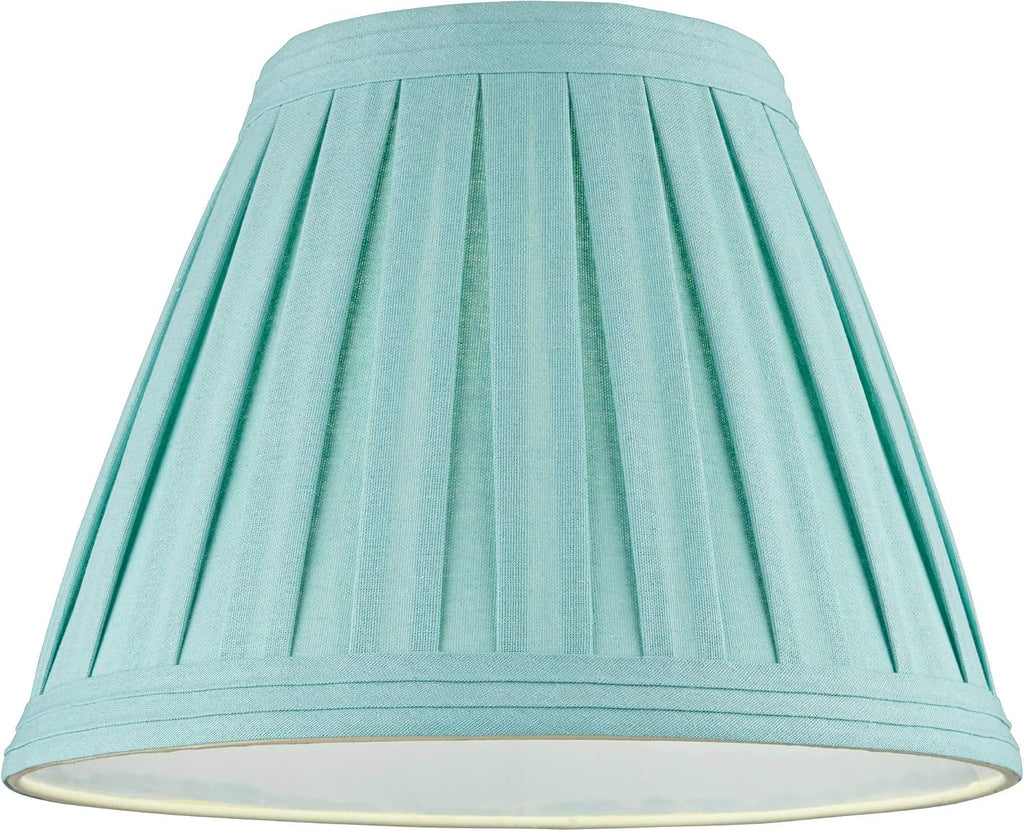 Set of 2 Hardback Pleat Empire Lamp Shade (Pre-Assembled) s Turquoise Blue Large 7' Top x 14' Bottom x 11' High Spider with Replacement Harp and Finial Fitting - Springcrest