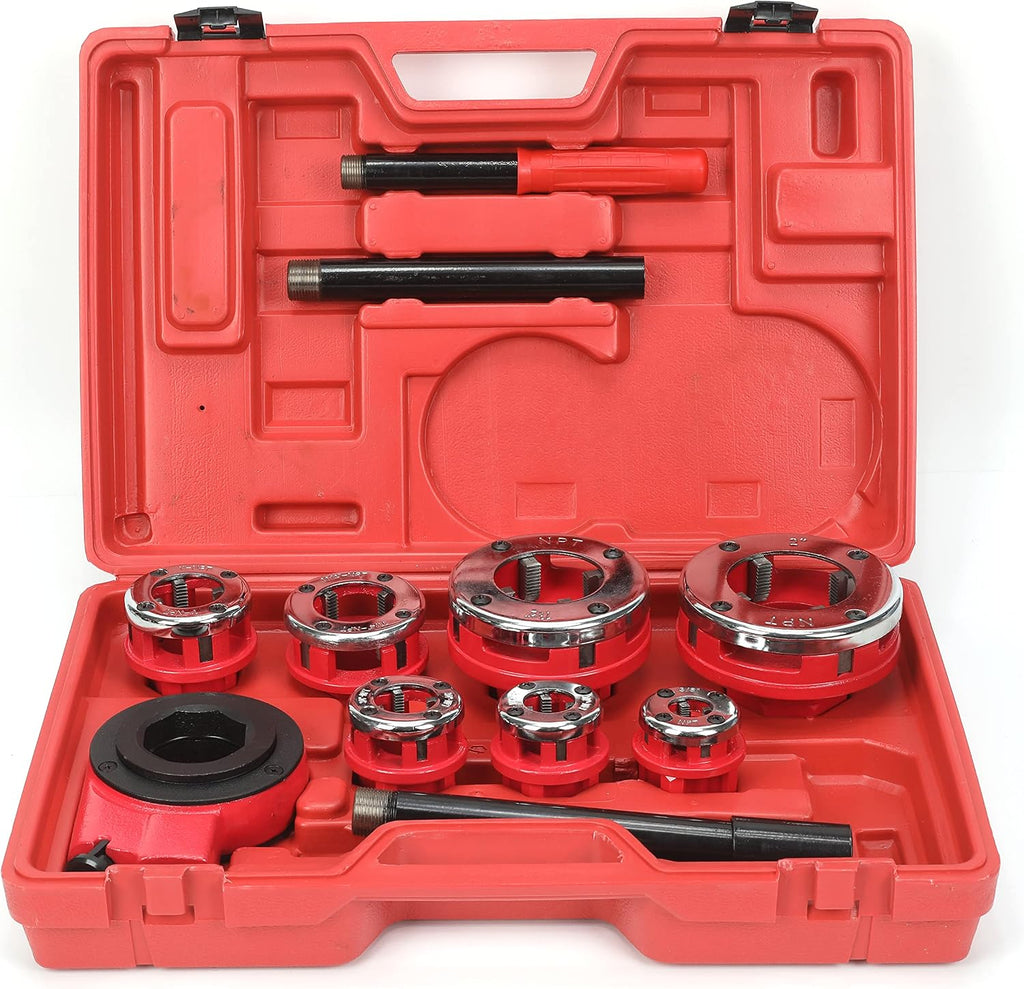 HFS(R Ratchet Pipe Threader Kit Ratcheting Pipe Threading Tool Set (7 dies 3/8', 1/2', 3/4',1', 1-1/4', 1-1/2', and 2')