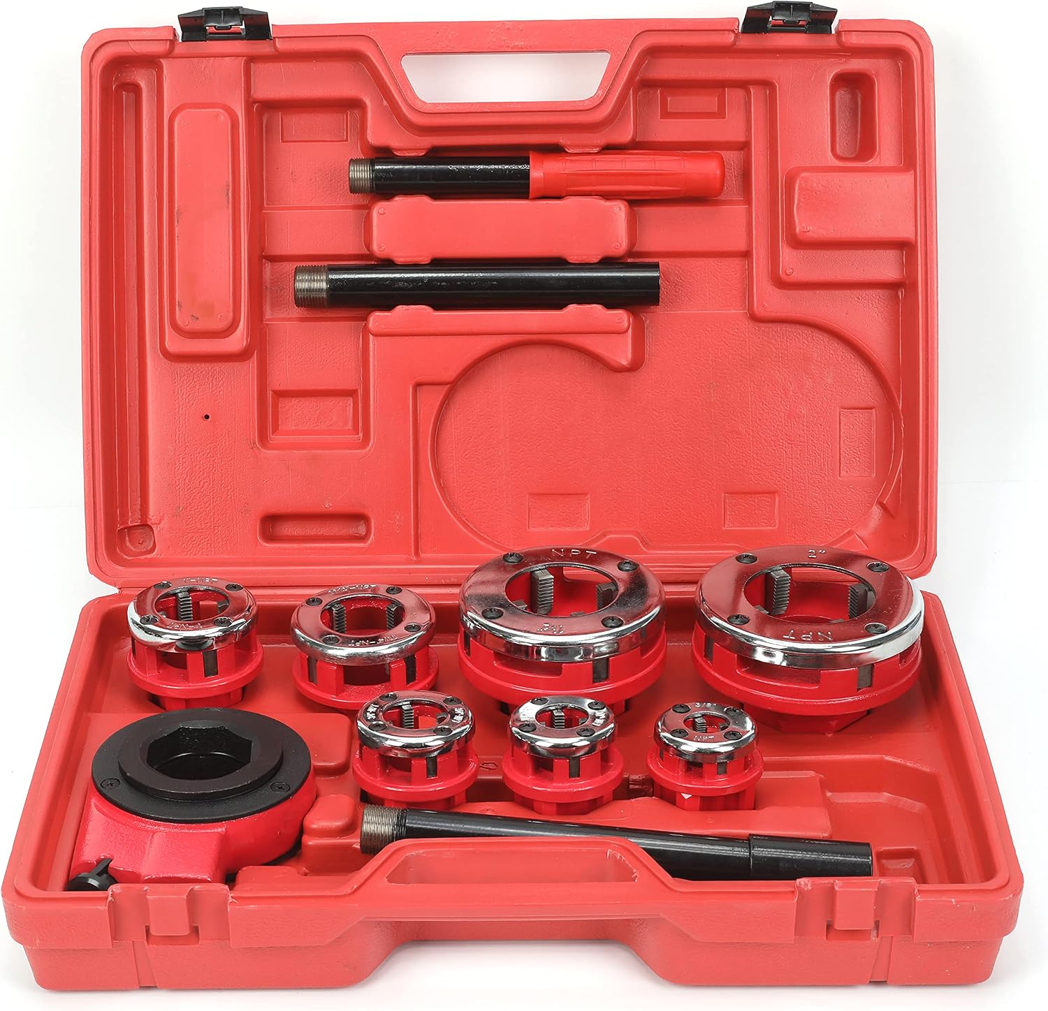HFS(R Ratchet Pipe Threader Kit Ratcheting Pipe Threading Tool Set (7 dies 3/8', 1/2', 3/4',1', 1-1/4', 1-1/2', and 2')