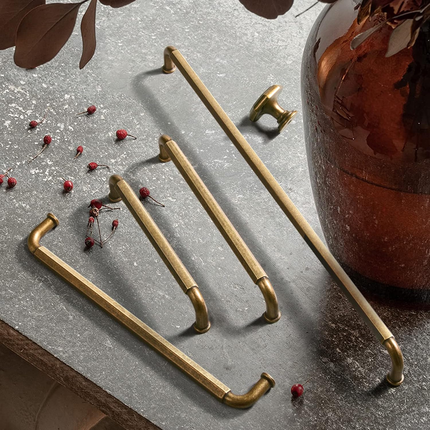 Goo-Ki 6 Pack 12-3/5 Inch （320mm） Hole Center Cabinet Pulls Antique Brass Zinc Alloy Kitchen Drawer Pulls Drawer Handles 13.05 Inch Length 2201-GT-320