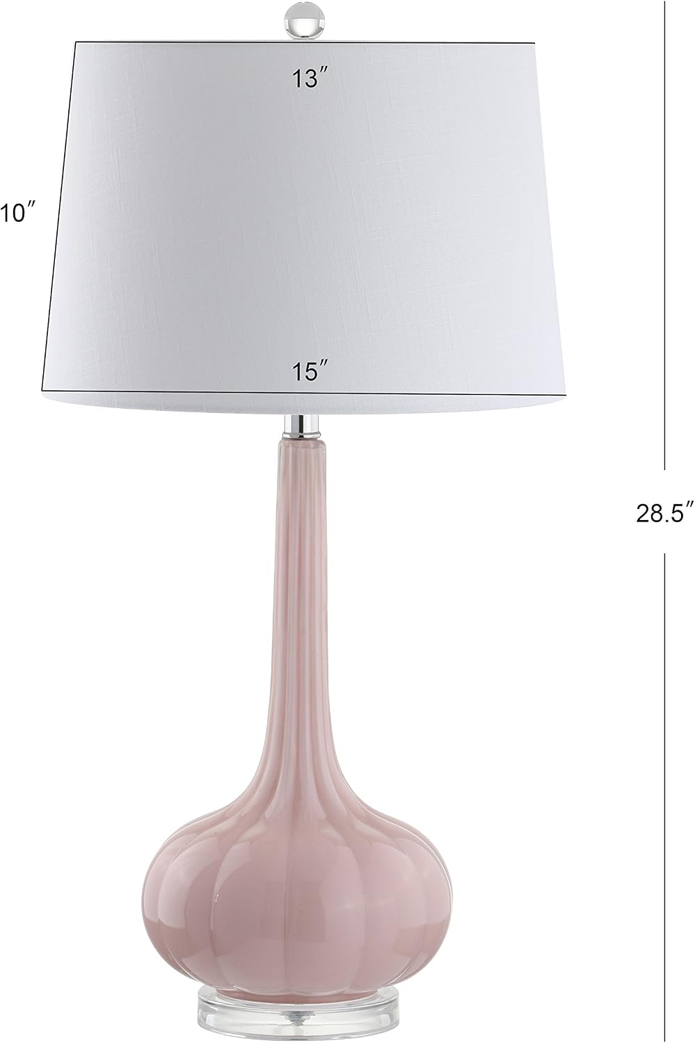 Eyely EYL1079A-SET2 Manhattan 28.5' Glass Teardrop LED Table Lamp for Reading Room, Living Room, Office, Bedroom, Contemporary, Transitional, Pink (Set of 2)