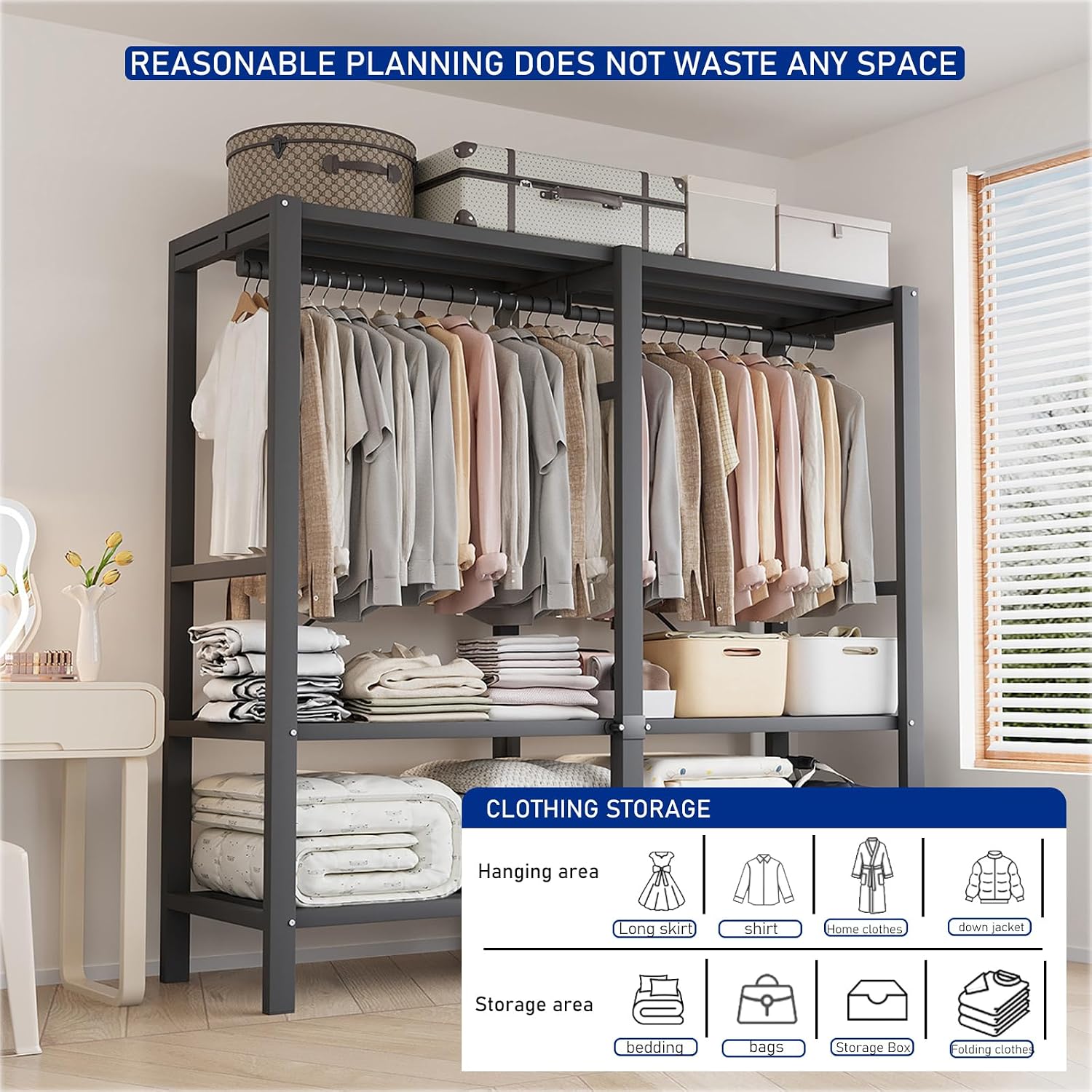 Foldable Portable Wardrobe On Wheels, Freestanding Garment Rack, with Magnetic Door 2000lbs, Heavy Duty Clothes Rack, for Bedroom Closet Systems (Agarwood, 168CM/66IN)
