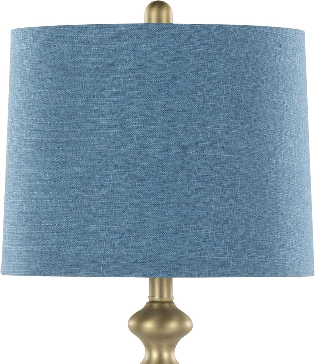 Ashland 27' Metal Table Lamps Set of 2, Desk Lamp, Bedside Lamps for Night Stands, Nightstand Lamp, Small Lamp, Small Table Lamps for Living Room Set of 2 (Gold Metal, Moroccan Blue Linen)