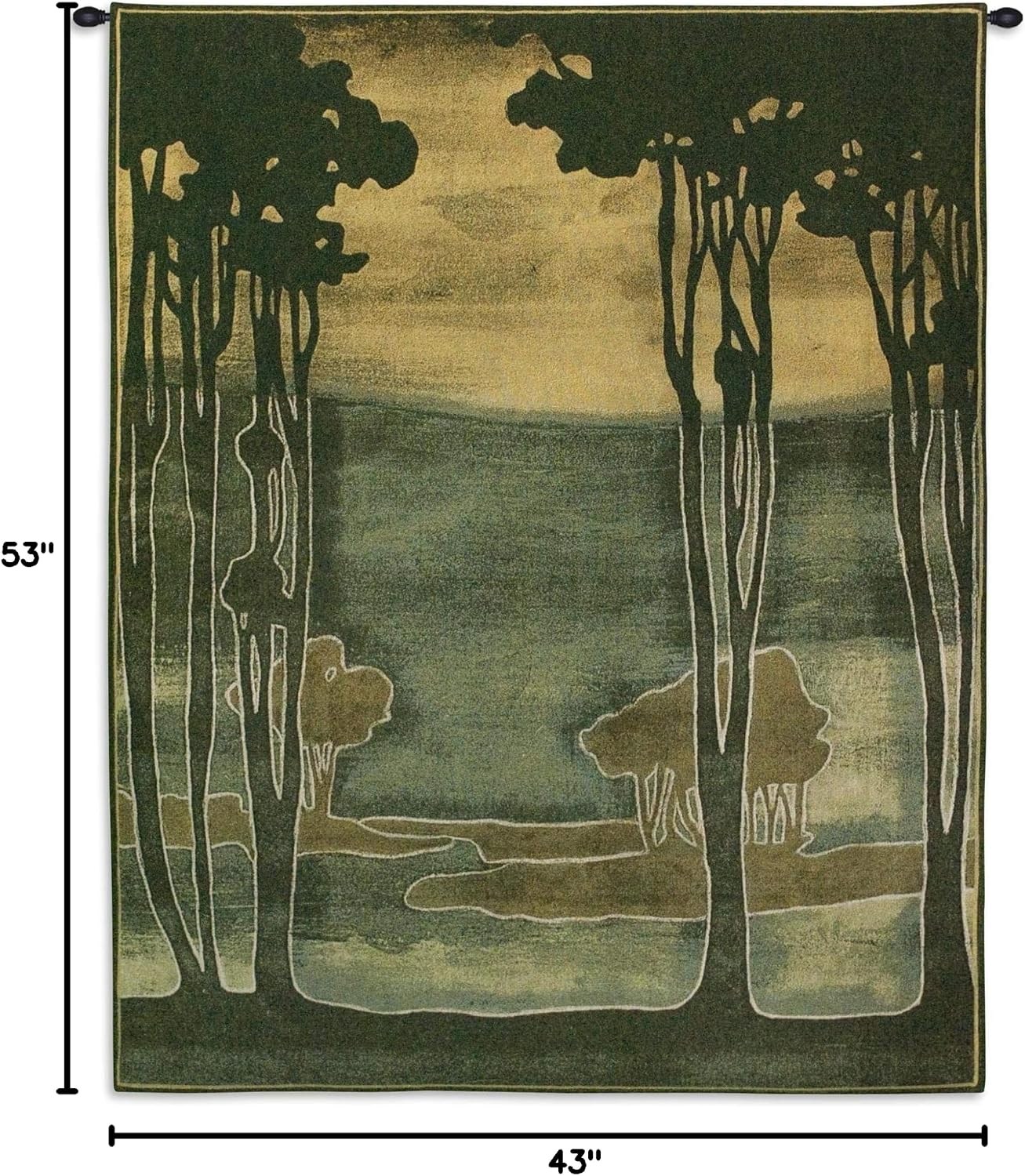 Nouveau Trees I by Jennifer Goldberger | Woven Tapestry Wall Art Hanging | Earthy Silhouetted Landscape | 100% Cotton USA Size 53x43