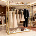71' Clothing Store Garment Rack with Shelves,Wedding Dress Rack Clothes Retail Display Rack Heavy Duty Commercial, Studio Boutique Racks Shoes Bags Clothes Organizer