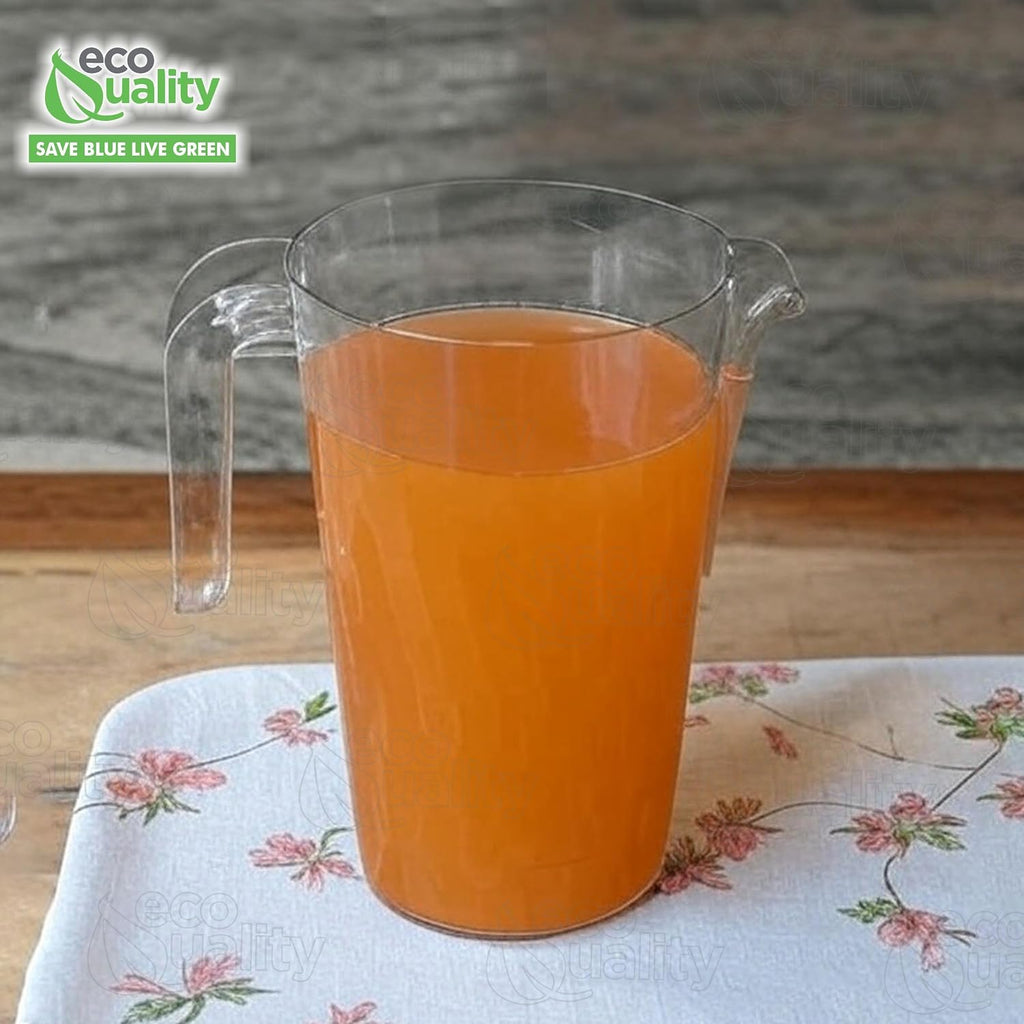 [100 PACK] 50 oz Crystal Clear Plastic Beverage Pitcher - Break Resistant Beverage Carafe - Great for Restaurants and Catering Bulk - Serveware for Water, Cold Drinks, Beer, Lemonade, Sangria (50oz)