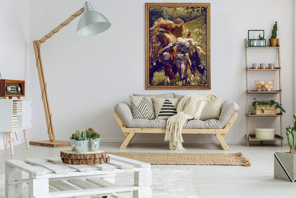 La Belle Dame sans Merci by Frank Dicksee | Woven Tapestry Wall Art Hanging | Victorian John Keats Poem Depiction | 100% Cotton USA Size 40x31