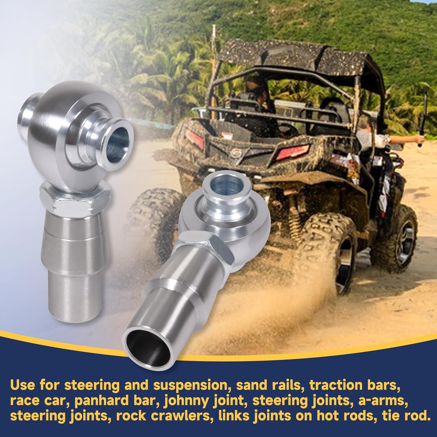 3/4' Heim Joints Rod End Kit Thread 0.75' Chromoly Heim Joints Suspension Kit Right and Left Hand Traction Bars Steering Kit with Round Tube Adapter Misalignment Spacer Jam Nuts, 4 Set
