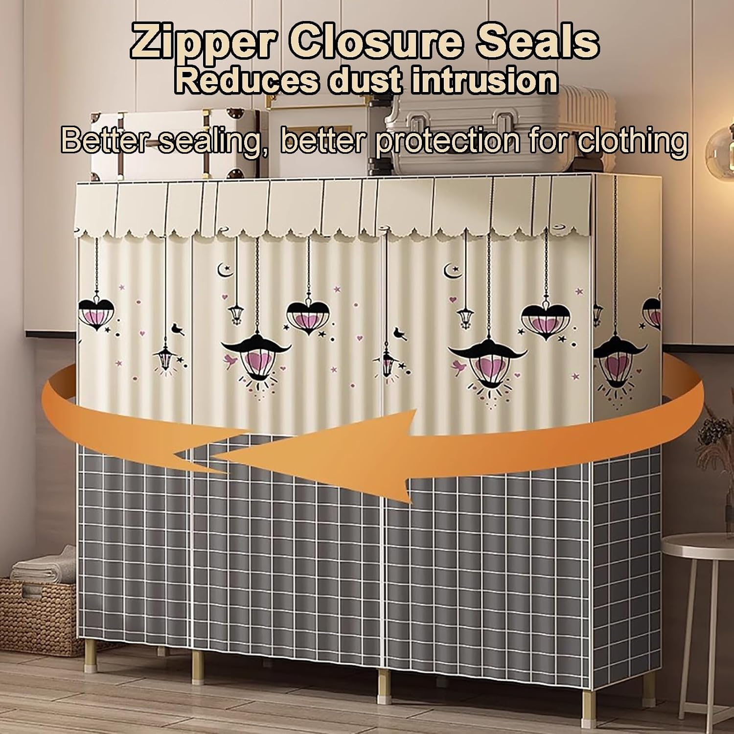 Heavy Duty Portable Wardrobe Closet Foldable Garment Rack for Hanging Clothes Clothing Storage Organizer(128x45x170cm)