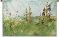 Hollyhocks by the Sea by Cheri Blum | Woven Tapestry Wall Art Hanging | Elegant Impressionist Blooming Coastal Flowers | 100% Cotton USA Size 52x34