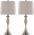 Ashland 27' Metal Table Lamps Set of 2, Desk Lamp, Bedside Lamps for Night Stands, Nightstand Lamp, Small Lamp, Small Table Lamps for Living Room Set of 2 (Brushed Nickel, Light Grey Linen)