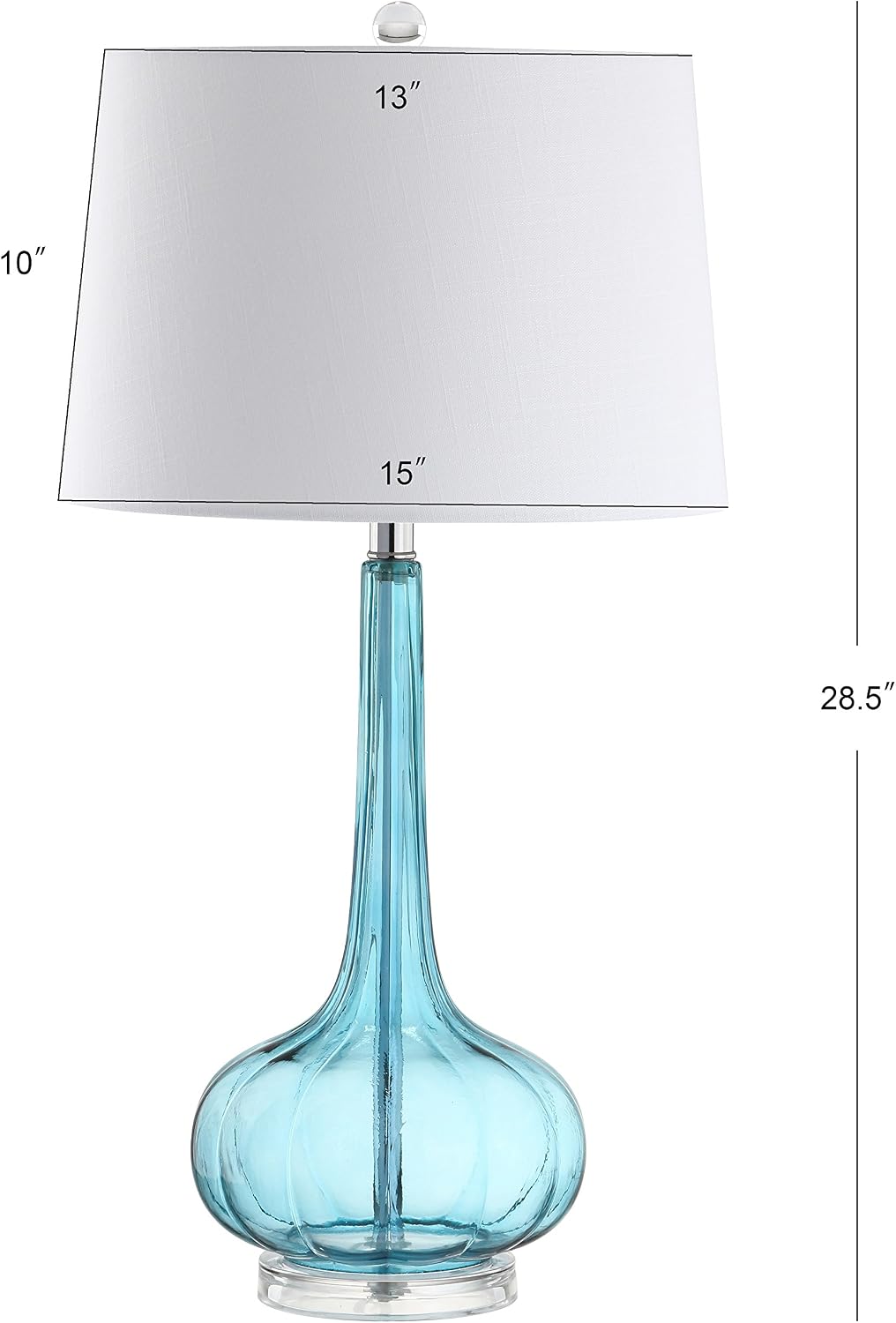 Eyely EYL1079B-SET2 Tiki 28.5' Glass Teardrop LED Table Lamp for Reading Room, Living Room, Office, Bedroom, Contemporary, Transitional, Aqua (Set of 2)