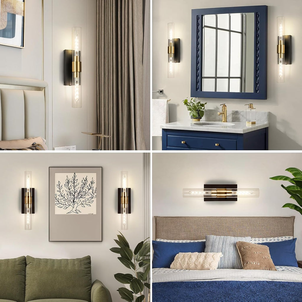 Wall Sconce Set of Two, Battery Operated Wall Sconce, Rechargeable Wall Lamp with Remote, Indoor Non-Hardwired Wall Sconces, Modern Vanity Light for Bedroom, Hallway, Aisle