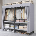 Foldable Portable Wardrobe Closet, Freestanding Clothing Rack, Metal Closet Organizer, Armoire Storage Garment Racks For Hanging Clothes, 30mm Thick Steel Tubes(A,192cm/75.6in)