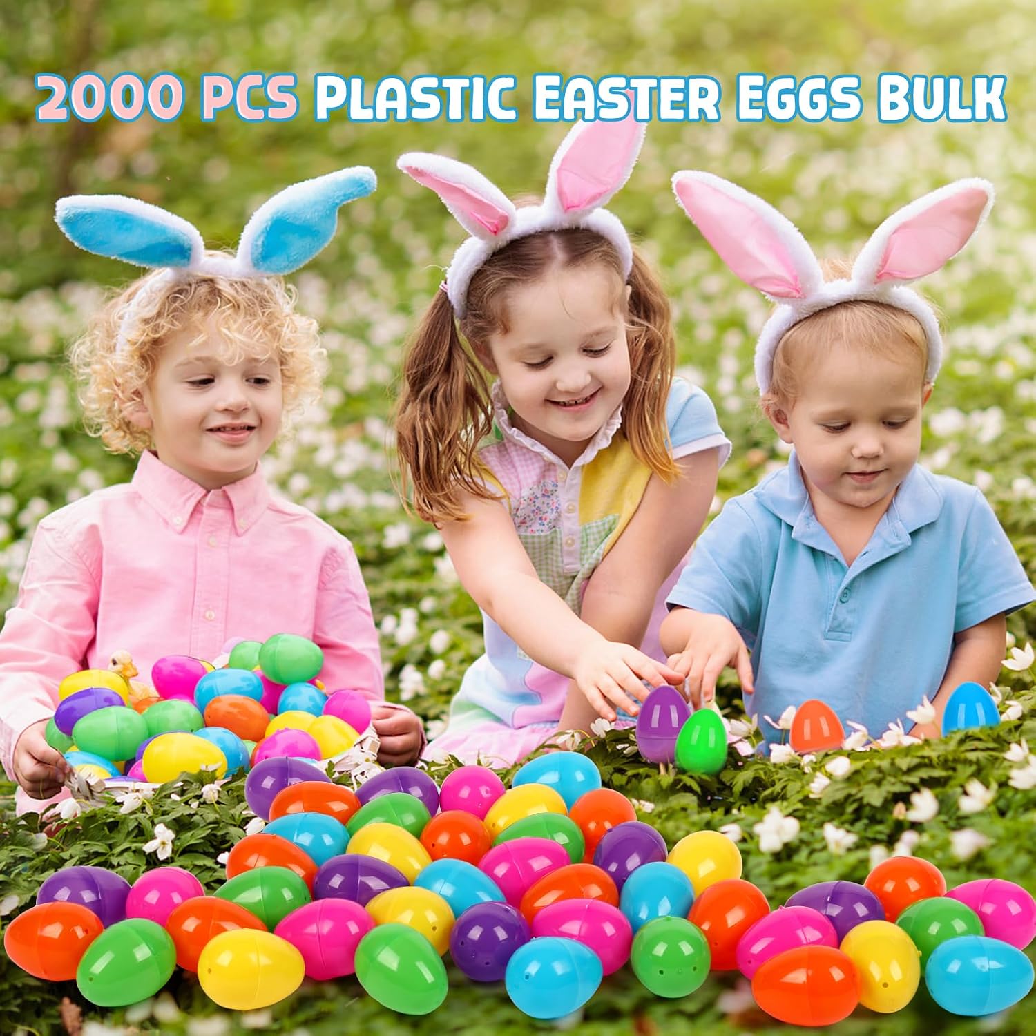 YEAHBEER 2000 Pcs Easter Eggs, 2.4' Assorted Bright Colors Plastic Easter Eggs for Easter Hunt, Basket Stuffers Fillers, Easter Themed Decorations, Theme Party Favor, Classroom Prize Supplies
