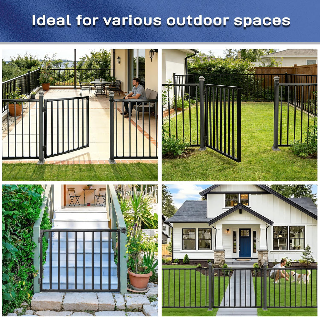 Avalution Deck Fence Gate Outdoor,38' H x 48' W, Metal Fence Gate Kit,Heavy Duty Outdoor Gates with Hinges and Latch,Anti-Rust Deck Gates for Decks,Patio,Garden,Yard,Residential Fences