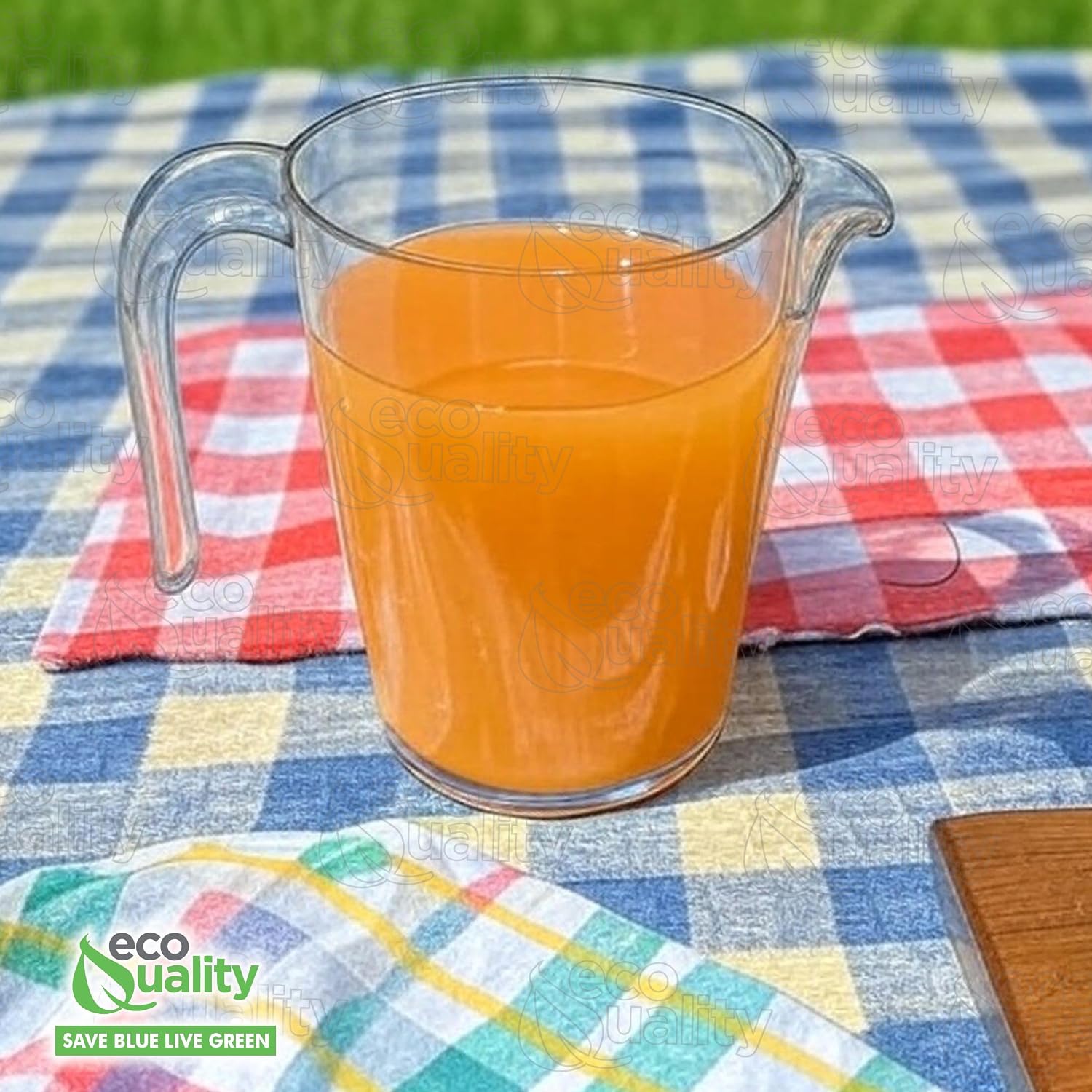 [100 PACK] 50 oz Crystal Clear Plastic Beverage Pitcher - Break Resistant Beverage Carafe - Great for Restaurants and Catering Bulk - Serveware for Water, Cold Drinks, Beer, Lemonade, Sangria (50oz)