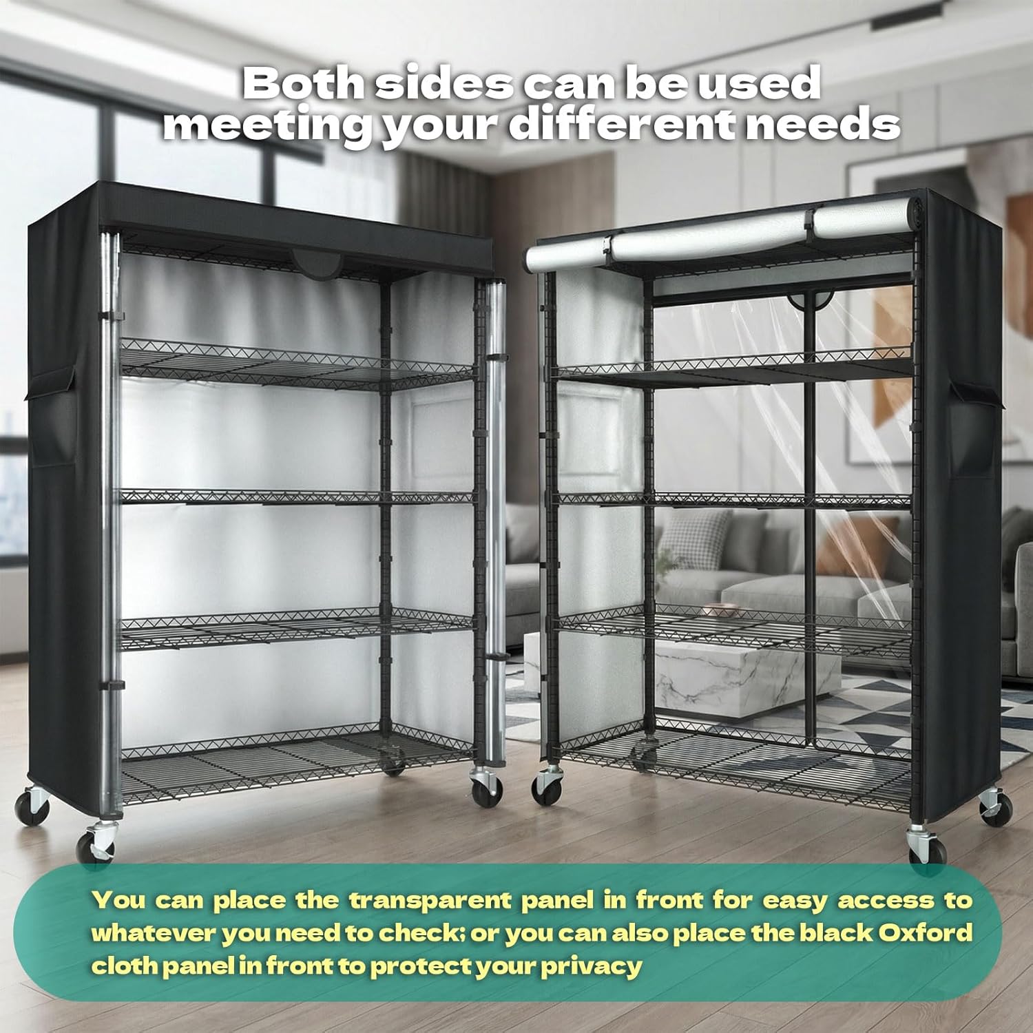 Wire Shelving Unit with 600D Oxford Cover, 36' W x 18' D x 72' H, 5-Tier Heavy Duty Rolling Shelf Rack on Wheels for Garage, Basement & Warehouse