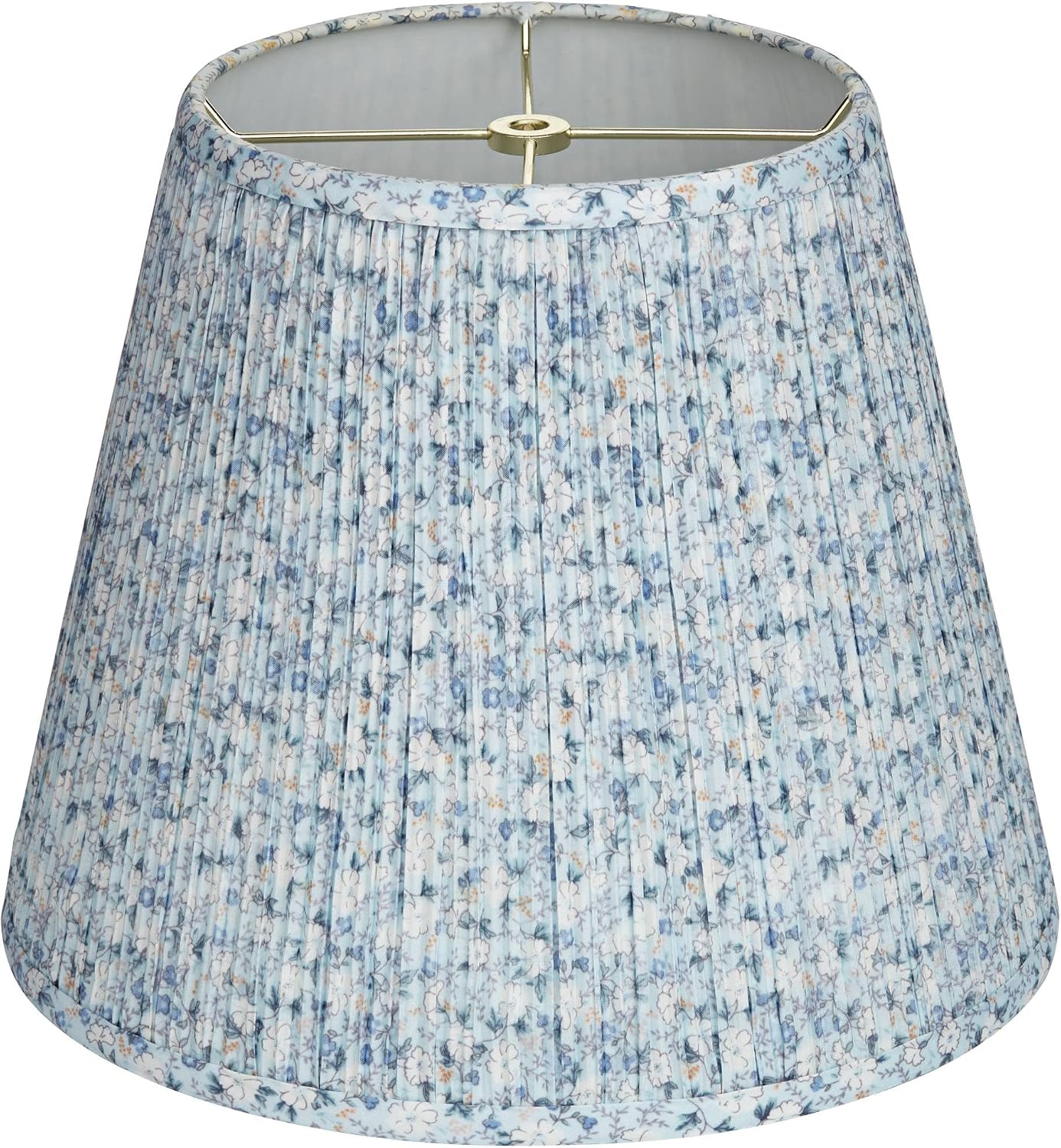 Set of 2 Hardback Pleat Empire Print Cottage Core Lamp Shades Blue Floral Medium 8' Top x 13' Bottom x 10.75' High x 11' Slant Spider with Replacement Harp and Finial Fitting - Springcrest
