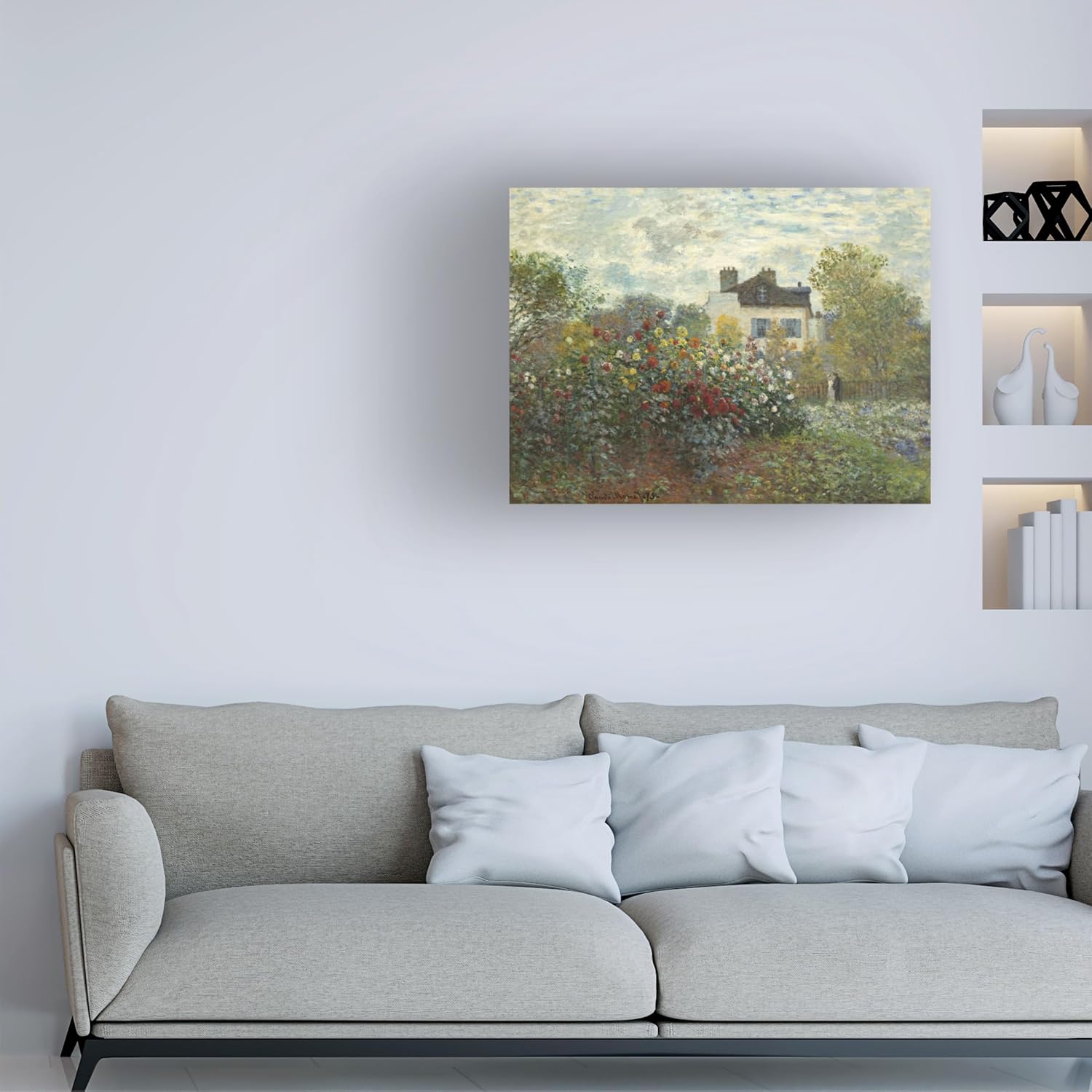 Wrapped Canvas Wall Art - Claude Monet 'The Artist's Garden In Argenteuil' Wall Art for Living Room, Bedroom, or Office Décor - 35x47