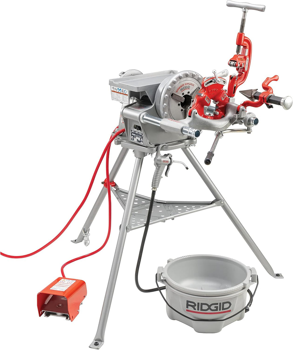 RIDGID 15682 Model 300 Power Drive Complete, 38 RPM Pipe Threading Machine with 1/2-Inch to 3/4-Inch, 1-Inch to 2-Inch Universal Alloy Threading Die Heads, Oiler