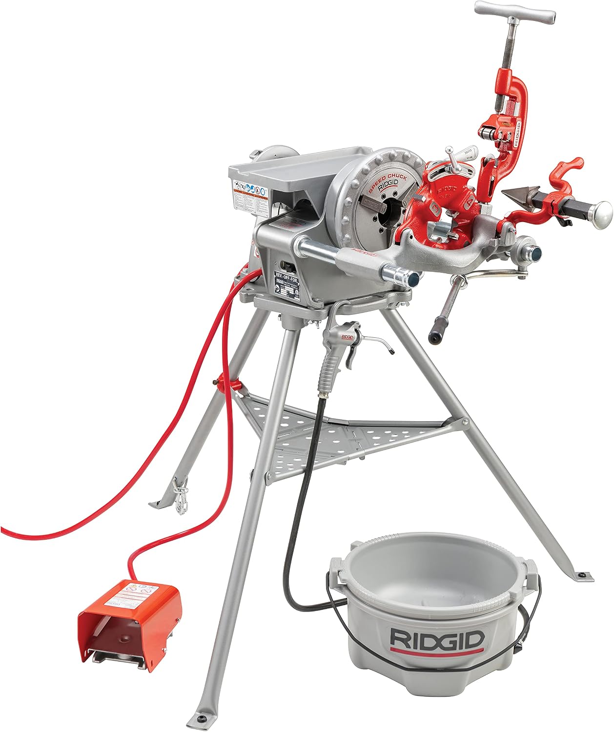 RIDGID 15682 Model 300 Power Drive Complete, 38 RPM Pipe Threading Machine with 1/2-Inch to 3/4-Inch, 1-Inch to 2-Inch Universal Alloy Threading Die Heads, Oiler
