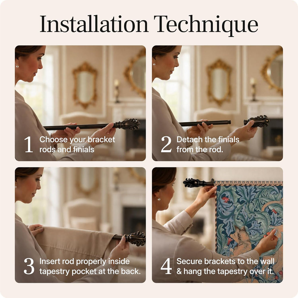 Charlotte Home Furnishings Inc French Boho Tapestry Wall Hanging 19 x 33 in, Lion Aesthetic Woven Wall Art decor for Living Room Home Decor, European Cotton Jacquard Woven
