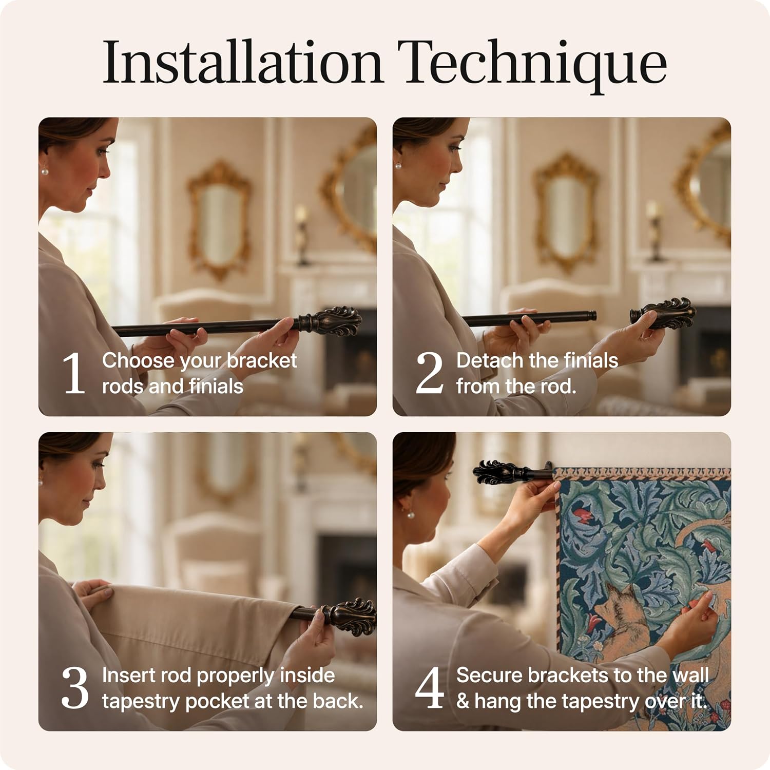 Charlotte Home Furnishings Inc French Boho Tapestry Wall Hanging 19 x 33 in, Lion Aesthetic Woven Wall Art decor for Living Room Home Decor, European Cotton Jacquard Woven