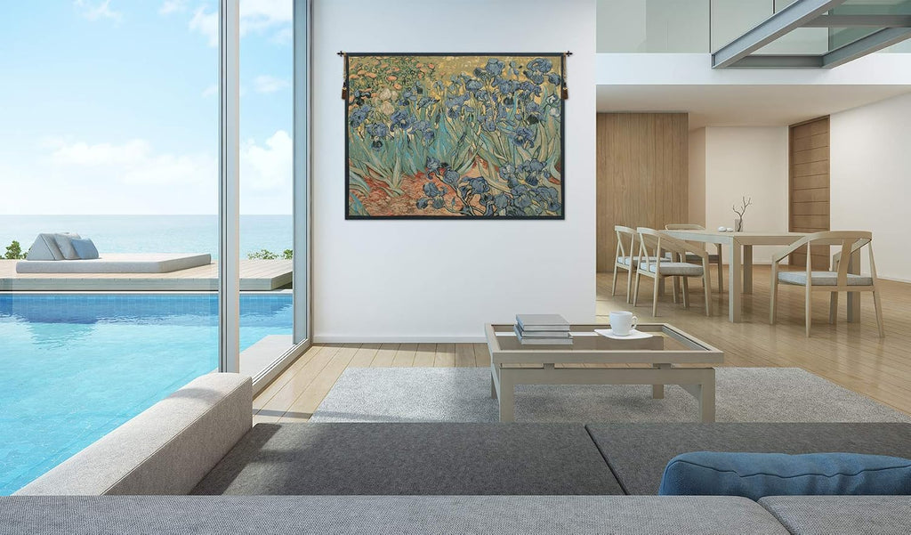 Charlotte Home Furnishings Inc. Iris By Van Gogh Italian Tapestry Wall Hanging 48 X 63 Inch Viscose Cotton And Polyester Blend Wall Art Perfect For Home Decor And Wall Decor By Vincent Van Gogh