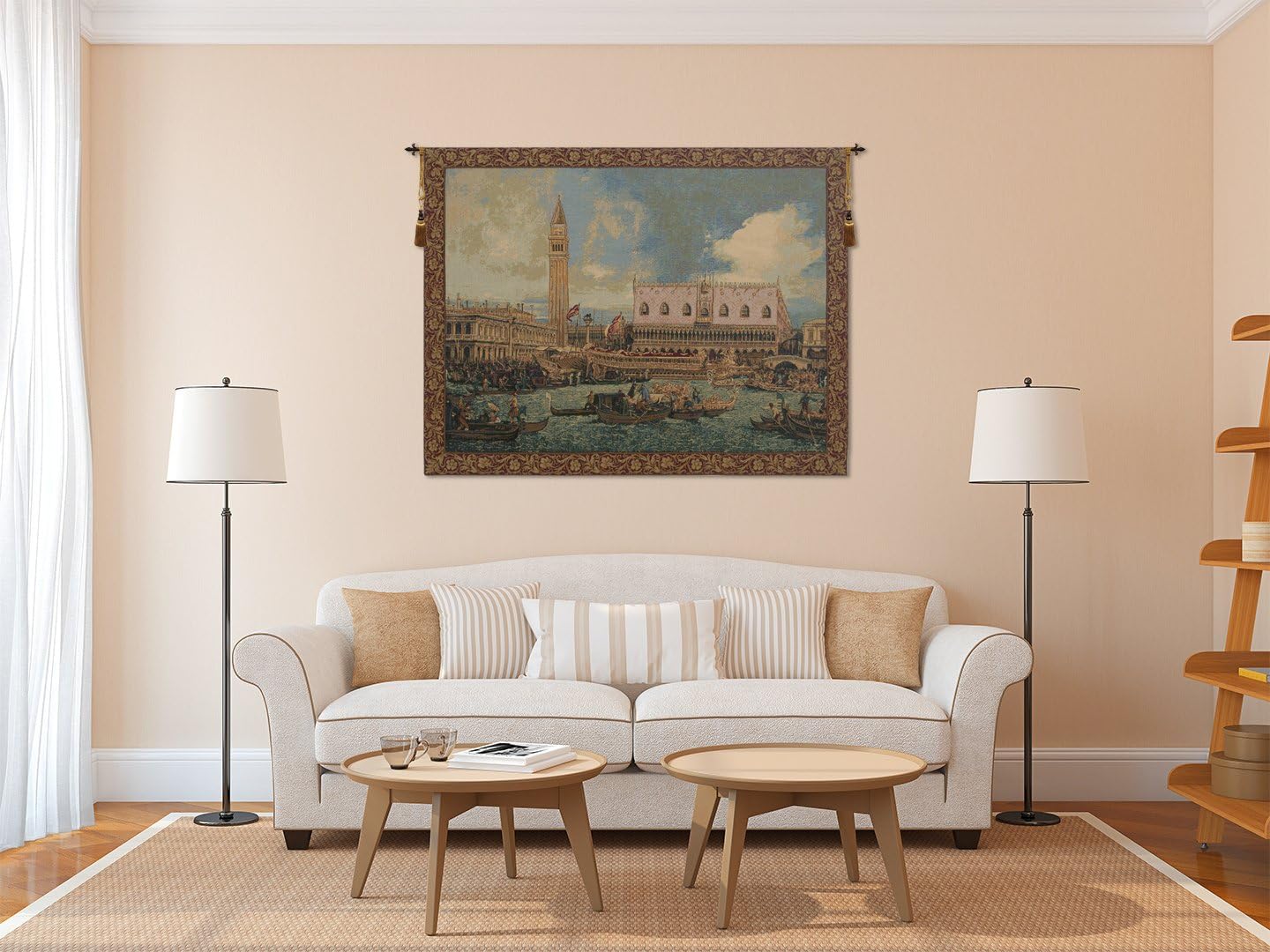Charlotte Home Furnishings Italian Tapestry Wall Hanging 24 x 34 in Bucintoro Wall Art Woven Boho Tapestry for Bedroom Aesthetic Living Room and Home Decor European Soft Cotton Jacquard Woven