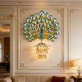 Modern Large Wall Sconce Crystal Glass Wall Mouunt Light Blue Resin Peacock Decorative Light E26 15.7' Wall Light Fixture for Bedroom Living Room Dining Room Hallway