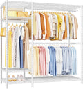 Ulif F7 Garment Rack, Heavy Duty Clothes Rack, Clothing Racks for Hanging Clothes, 6-Tiers Freestanding Portable Closet Storage Rack 58'' W × 14.6'' D × 76.6'' H, Max Load 800 Lbs, White