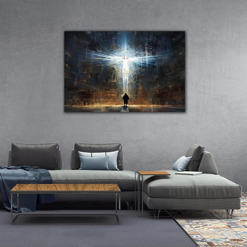 ANRUOXI Jesus Wall Art, Picture of Jesus Crucifixion Canvas Prints Christian Religious Canvas Wall Decoration, Death of Jesus Poster Printing Living Room Painting Bedroom Church Decor 32' Hx48 W Inch