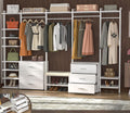 Aheaplus Clothing Rack Heavy Duty Closet System Organizer for Hanging Clothes, 8FT Large Wall Mounted Garment Rack Clothes Rack with 6-Drawers for Wardrobe, Bedroom and as Walk-in Closet System, White